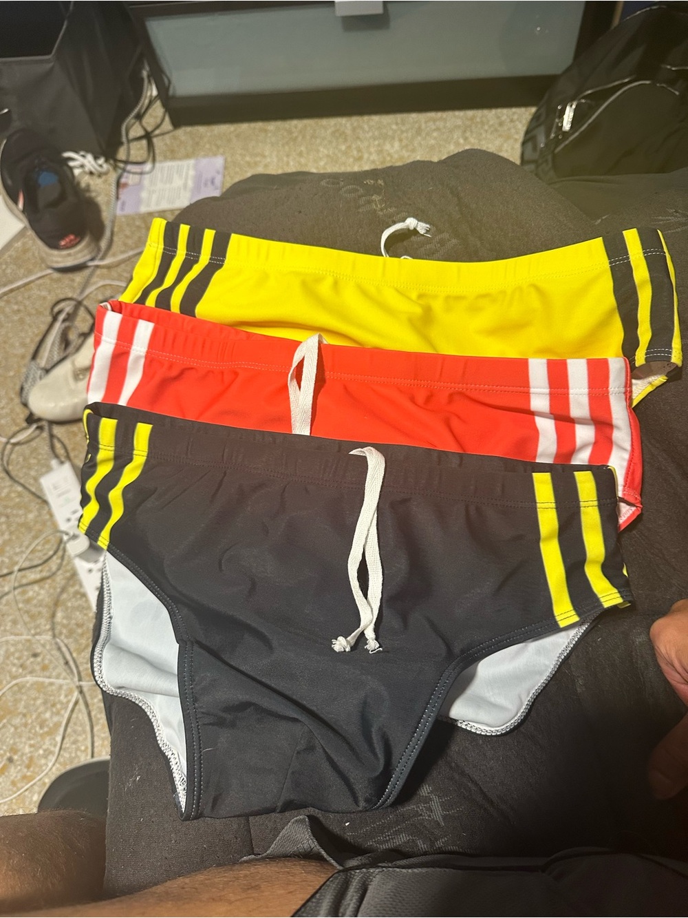 3-Pack Men's Athletic Swim Briefs - Black, Red, Yellow

Never worn
All 3 
Size m